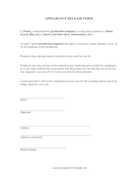 appearance release form template