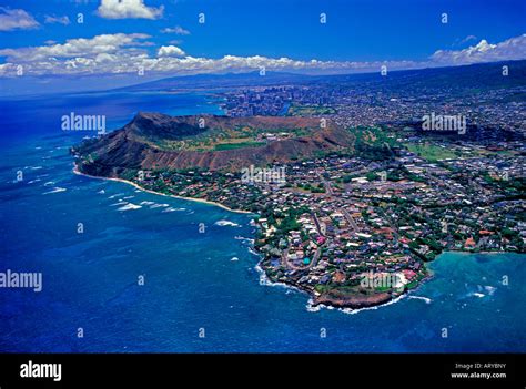 Aerial View Of The Famous Diamond Head Crater And Surrounding Area