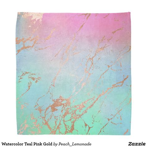 Watercolor Teal Pink Gold Bandana Zazzle Teal And Pink Pink And