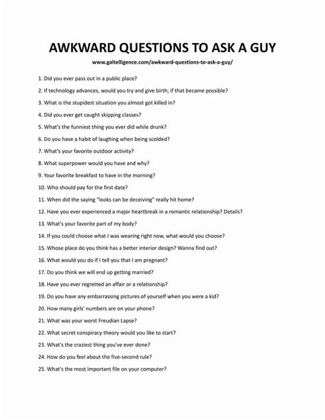 Epic Awkward Questions To Ask A Guy Begin A Really Cheerful Talk