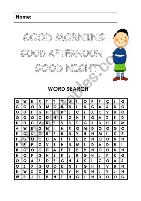 English Worksheets Greetings Word Search
