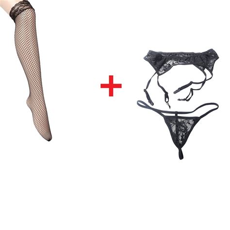 Sexy Womens Lace Garter Belt Stocking G String Lingerie Thigh Highs