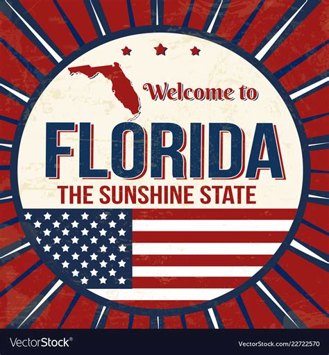 Welcome To Florida Vintage Grunge Poster Vector Image