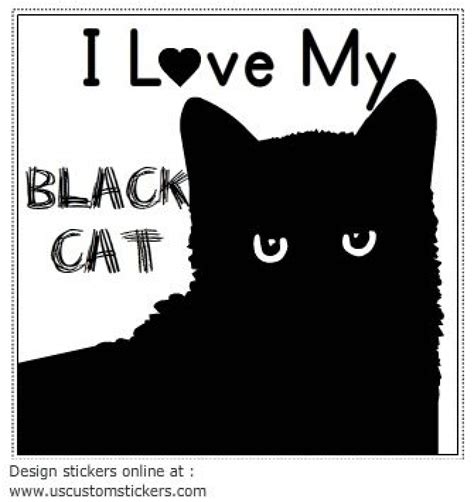 I Love My Black Cat Square Decal Us Custom Stickers
