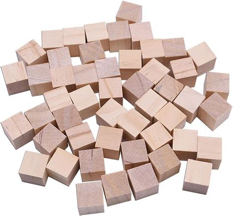 50 Pcs Wooden Cubes Natural Wood Square Cubes Unfinished