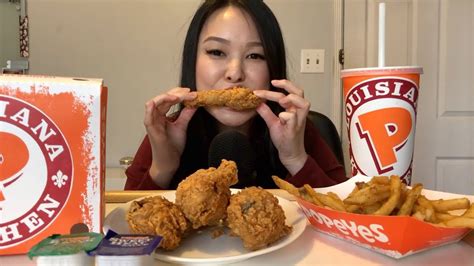 ASMR Crunchy Popeyes Fried Chicken Cajun Fries 먹방 Eating Sounds YouTube