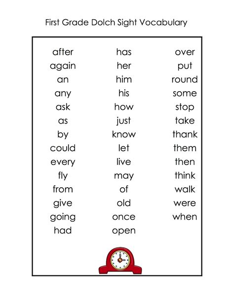 Dolch Sight Words For Kindergarten