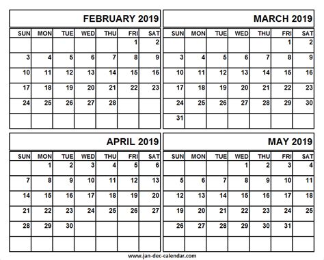 Feb To May 2019 Calendar June 2019 Calendar 2019 Calendar Calendar
