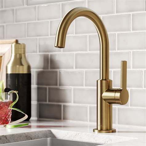 Kraus Oletto Single Handle Kitchen Bar Faucet In Brushed Brass Walmart Com