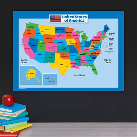 2 Pack Usa Map For Kids And Money Poster Set United States Wall Chart