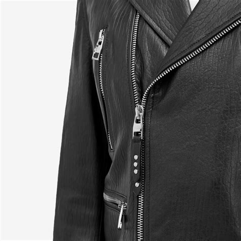 Alexander Mcqueen Leather Biker Jacket Black End