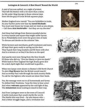 12 july, new style) along. Battle of Lexington and Concord (34) - poem, worksheets ...