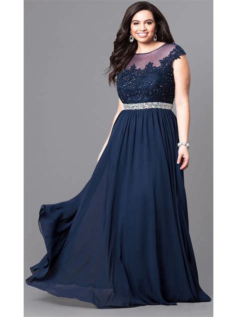 Navy Blue Evening Dresses Plus Size