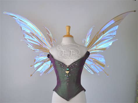 Extra Large Giant Flora Iridescent Fairy Wings In Lilac With Gold Ve