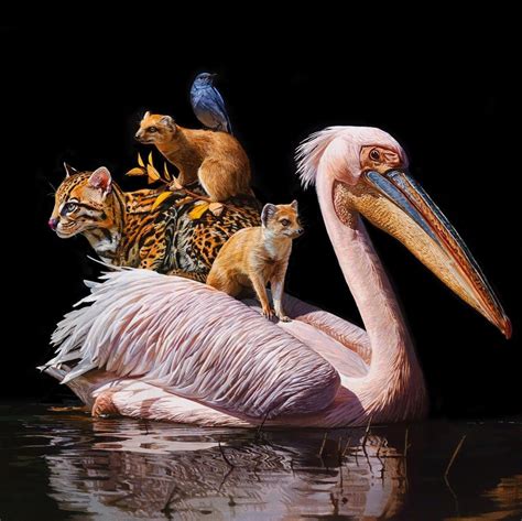 Animal Paintings Depict Migrating Wildlife Carrying Tiny Ecosystems