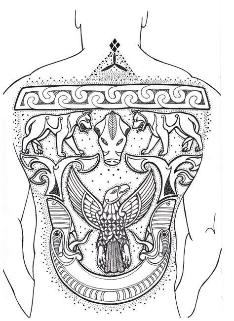 Pictish Back Tattoo Crechad Traditional Tattoo Black And Grey