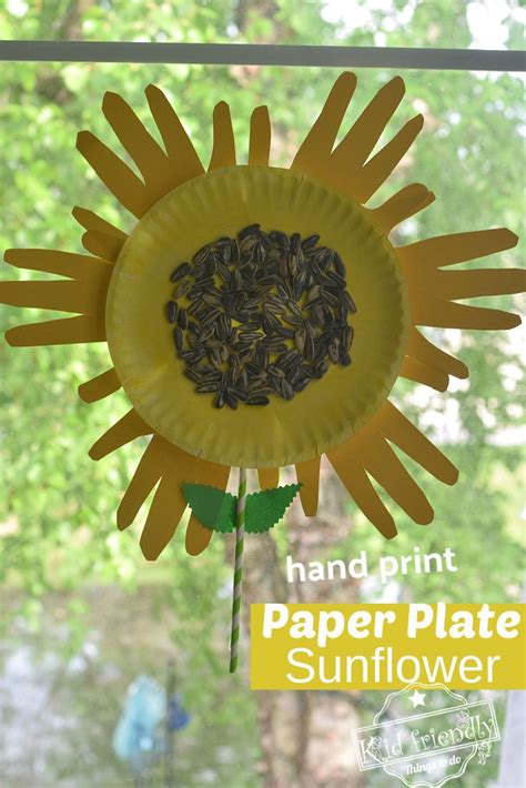 Paper Plate Sunflower Hand Print Craft For Kids