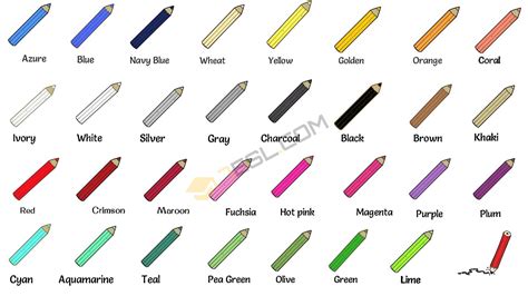 Color Names List Of Colors Colours In English With Images 7esl