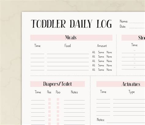 Free Printable Nanny Daily Log Printable Templates