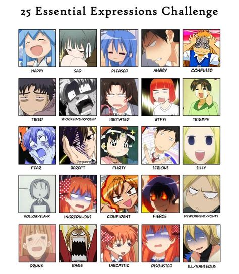 25 Essential Expressions Challenge Meme Anime References Edition