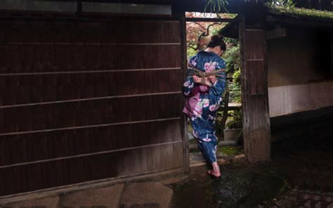 Wallpaper Kyoko Kazama Kinbaku Model Japanese Garden Kimono Tied Submissive Bondage Asian