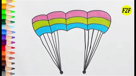 How To Draw A Parachute Youtube