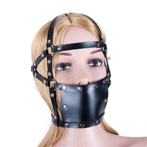 PU Leather Head Harness Mouth Gag Mask Slave Humiliate Salve Training BDSM Bondage Restraint
