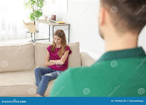 Father Scolding His Teenager Daughter Stock Photo Image Of Lifestyle