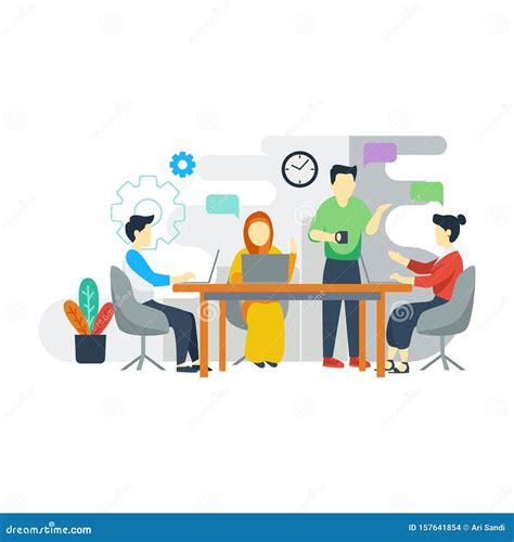 Young Business Group In Discussion In Their Office Stock Vector