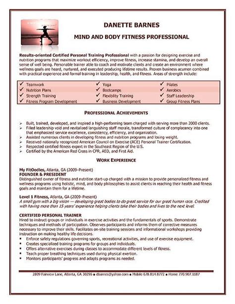 personal trainer resume examples good resume examples