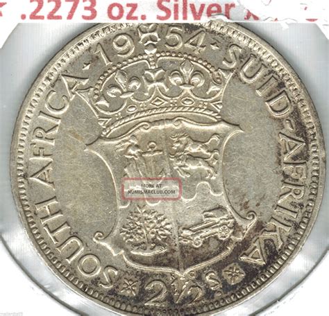 1954 South Africa Silver 2 12 Shilling Some Luster And Toning