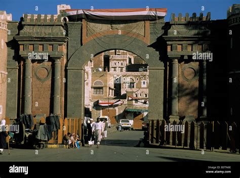 Asia Yemen Sanaa Bab Al Yemen Entrance Gate To The Old City Stock