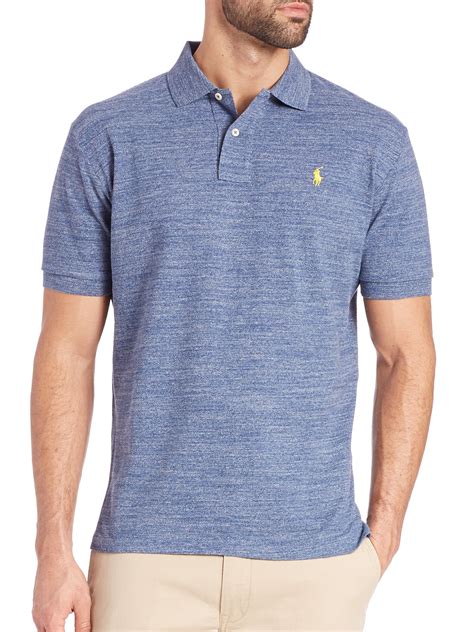 Polo Ralph Lauren Heathered Polo Shirt In Blue For Men Lyst