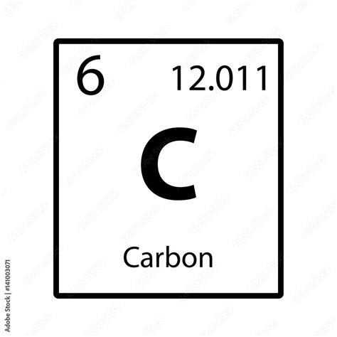 Carbon Periodic Table Element Icon On White Background Vector Stock