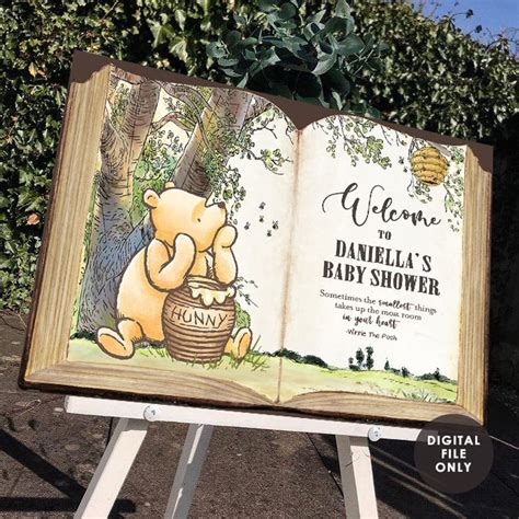 Digital Classic Winnie The Pooh Welcome Sign Baby Shower Etsy