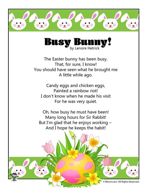 Printable Easter Kids Poems Easter Poems Easter Songs Easter Songs