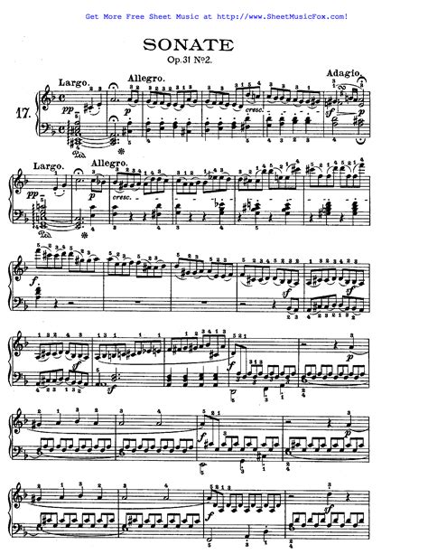 Free Sheet Music For Piano Sonata No17 Op31 No2 Beethoven Ludwig