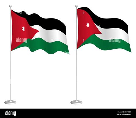 Flag Of Jordan On Flagpole Waving In Wind Holiday Design Element