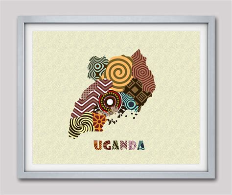 Uganda Map Art Print Wall Decor Uganda Poster Kampala Uganda African