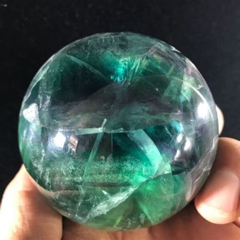Beautiful Natural Green Fluorite Crystal Healing Sphere Ballstones