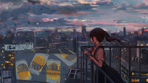 Anime Girl Chilling At Balcony Live Wallpaper Moewalls