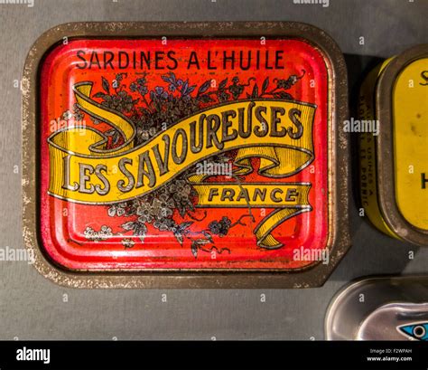 French Red Sardine Tin Of Les Savoureuses In The Port Musée Boat