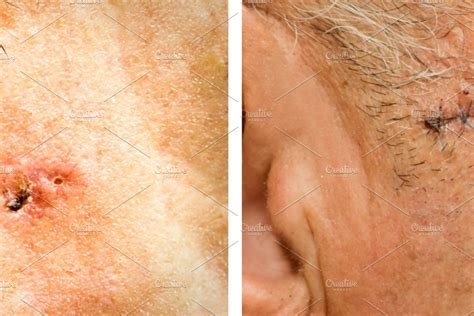 Basal Cell Carcinoma On The Face Of Older Man Before Surgery High