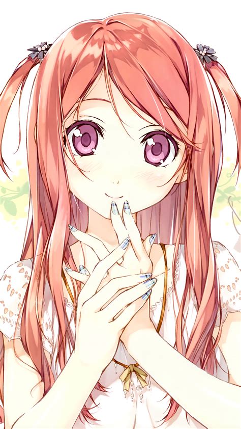 Download 1080x1920 Anime Girl Moe Pink Hair Fingers Wallpapers For