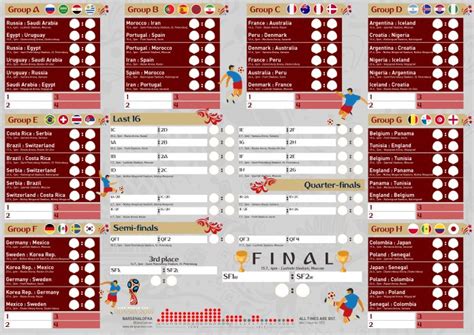 Free Printables World Cup 2018 Fixtures Wallcharts