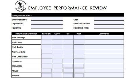Free Employee Performance Evaluation Form