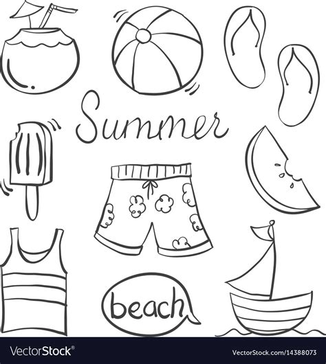 Doodle Of Summer Hand Draw Royalty Free Vector Image