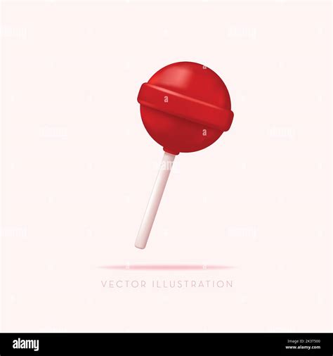 Red Sweet Lollipops Round Candy On A Stick 3d Vector Illustration In