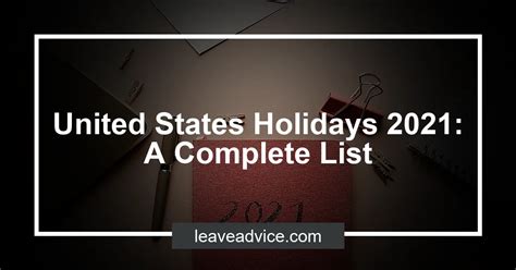 United States Holidays 2021 A Complete List