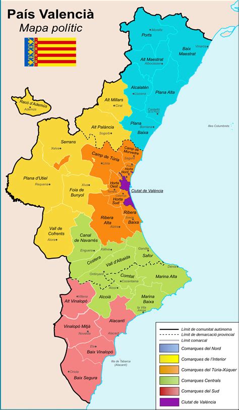 Mapa Comarcal De La Comunitat Valenciana Spain